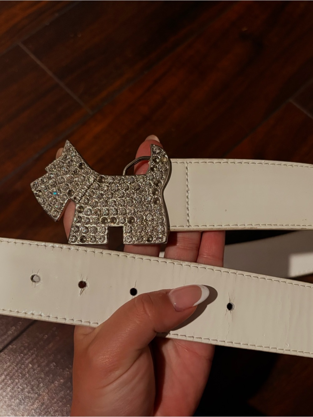White Rhinestone Dog Y2K Belt